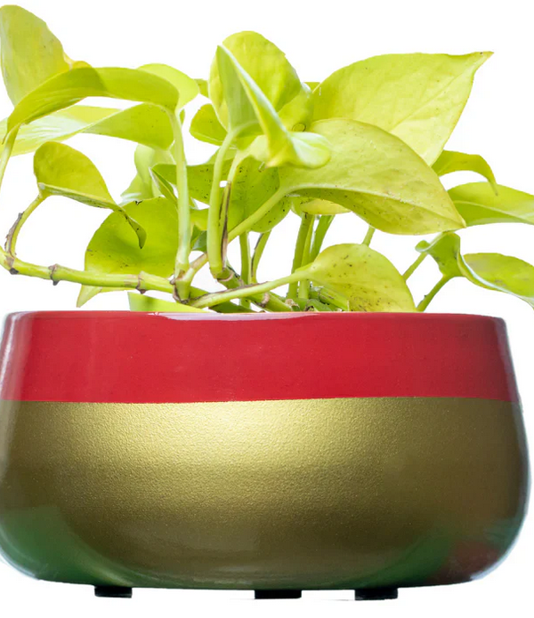 Red Golden Handi Metal Pot