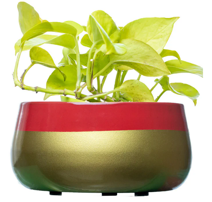 Red Golden Handi Metal Pot