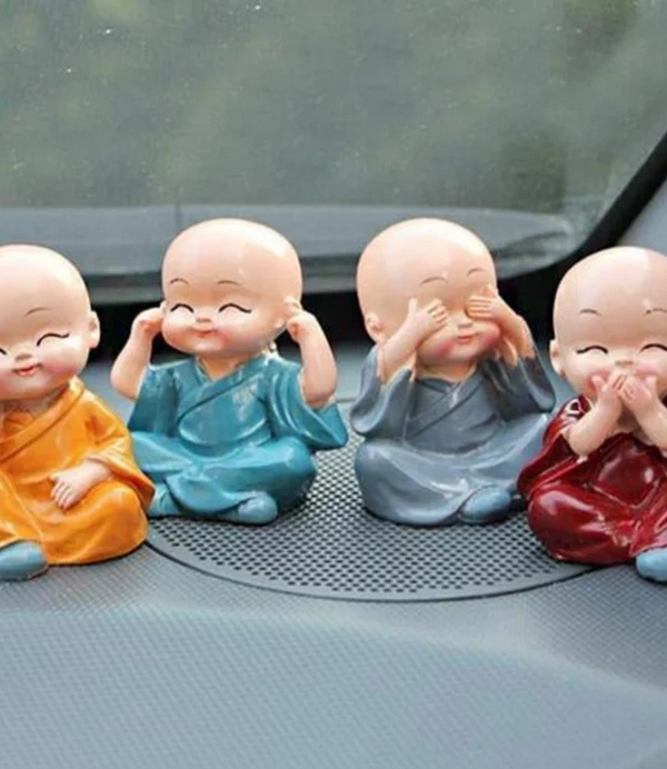 Resin Cute Kung Fu/Little Monks Laughing Buddha Statue