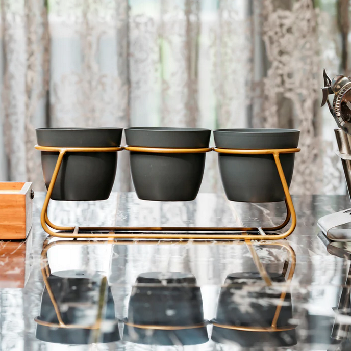 Trio Grey Metal Pot Set