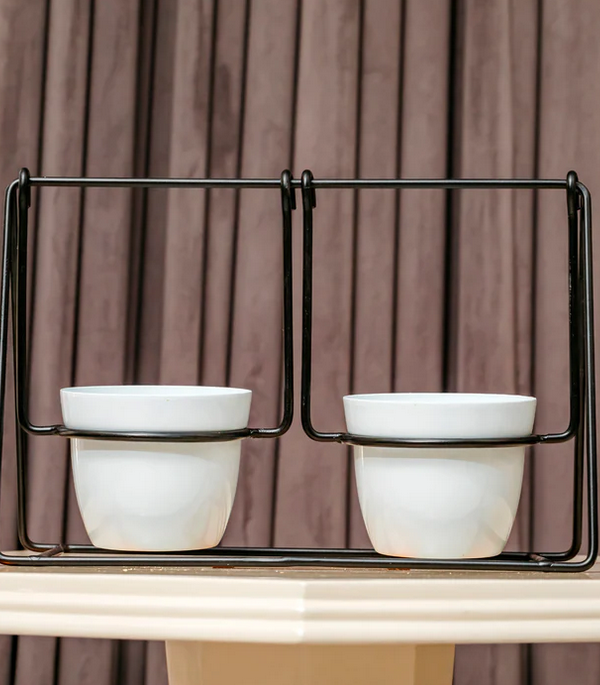 White Swing Metal Pots