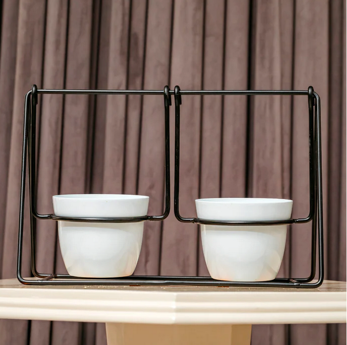White Swing Metal Pots